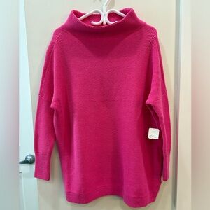 Free People Ottoman Slouchy Tunic Sweater Raspberry Rose Oversized Extra Small